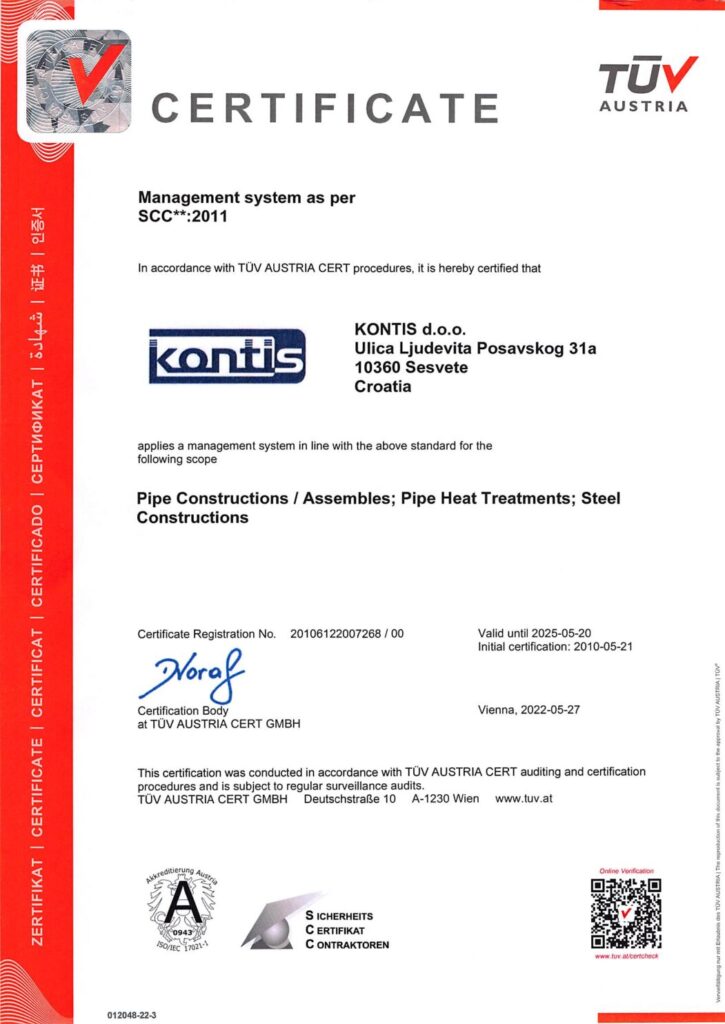 Kontis d.o.o. - SCC**:2011 Zertifikat